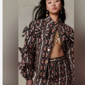 Love Shack Fancy Gianna Kawaii Quilted Bow Floral Cottagecore Jacket L